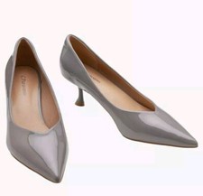 NEW 138 SZ 8.5 C.Paravano Pointy Heels Low Heel Pointed Toe Pumps PATENT GRAY