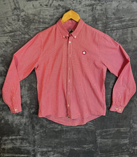 Pretty Green Mens Red Gingham Check Shirt M Button Down Mod Oxford Cotton