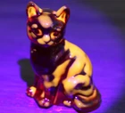 Vintage Fenton Art Glass Amberina Ruby Red Sitting Cat Figurine Glows Under UV