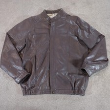 Vintage St Michael Leather Jacket Mens Medium Brown Biker Bomber Marks & Spencer