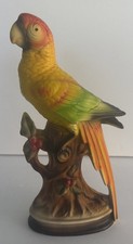Statuina pappagallo giallo e arancione ceramica porcellana vintage 10"