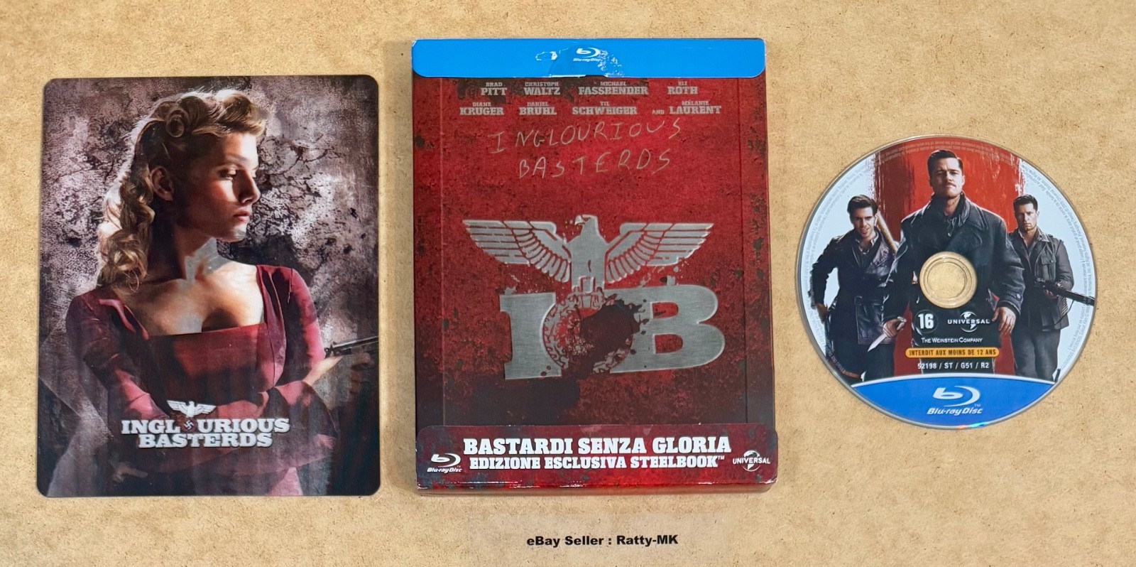 INGLOURIOUS BASTERDS - BLU RAY STEELBOOK + LENTICULAR MAGNET (READ DESCRIPTION)