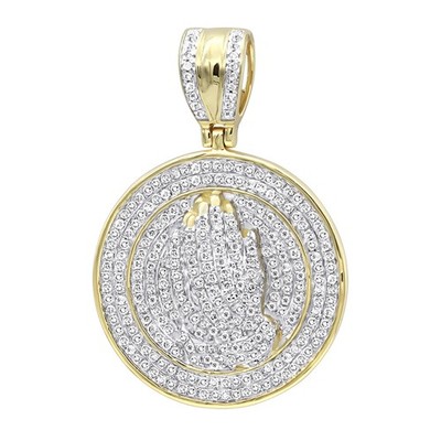 Herren Hip Hop betende Hände Diamant Anhänger 14k Gold Medaillon