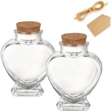 2 pack 5oz Glass Jars W/ Cork Lids Decorative Glass Jars W/ Label Tag String