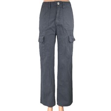 Zara Women's Gray Straight Wide Leg High Rise Cargo Trousers Denim Jeans Pants 2