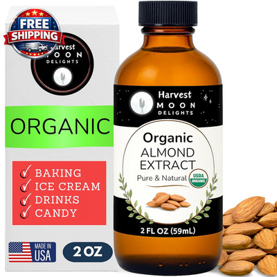 Organic Almond Extract for Baking, Drinks, Ice Cream and Candy - 2 Oz -  - Almon