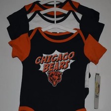 Licensed NFL Chicago Bears, 3 Pack Bodysuits Size 3-6 Months