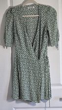 REFORMATION Venezuela Sammy Green and White Floral Wrap Mini Dress Sz M W14