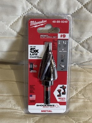 Milwaukee 48-89-9249 SHOCKWAVE 7/8'' - 1-1/8'' #9 Impact Step Titanium Drill Bit