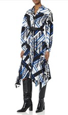 Karl Lagerfeld Paris NWT Shirt Dress Blue Black Geometric Belted Size 12