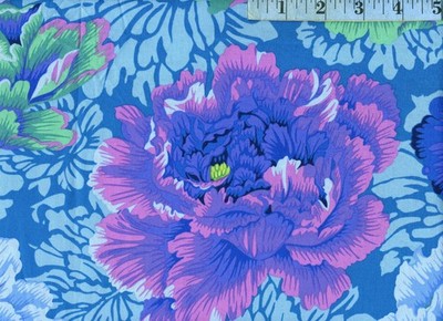 OOP Kaffe Fassett FreeSpirit - Philip Jacobs Brocade Peony (PJ062) - AQUA 1/2 yd