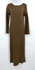 Reformation Bateau Neckline Ribbed Long Dress In Brown Size XL