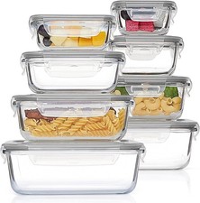 Glass Food Storage Containers 8 Pack, Airtight Lids, Microwave Oven Safe