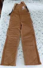 Carhartt R03 BRN Quilt Lined Bib Overalls Brown Duck Double Knee Mens 34x34 USA