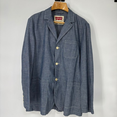 #ad Levis Mens Antonio Chambray Chore Coat Blazer Utility Shawl Collar Workwear Gorp $99.88