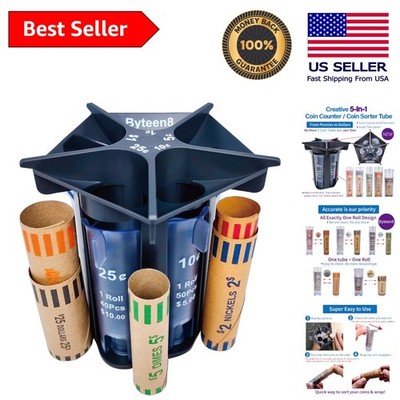 Efficient Coin Bank Holder with Coin Wrappers - Perfect Gift for Money Teach