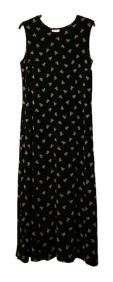 Maxikleid, Coldwater Creek, Übergröße, schwarz mit Aufdruck, Überlänge 132 cm