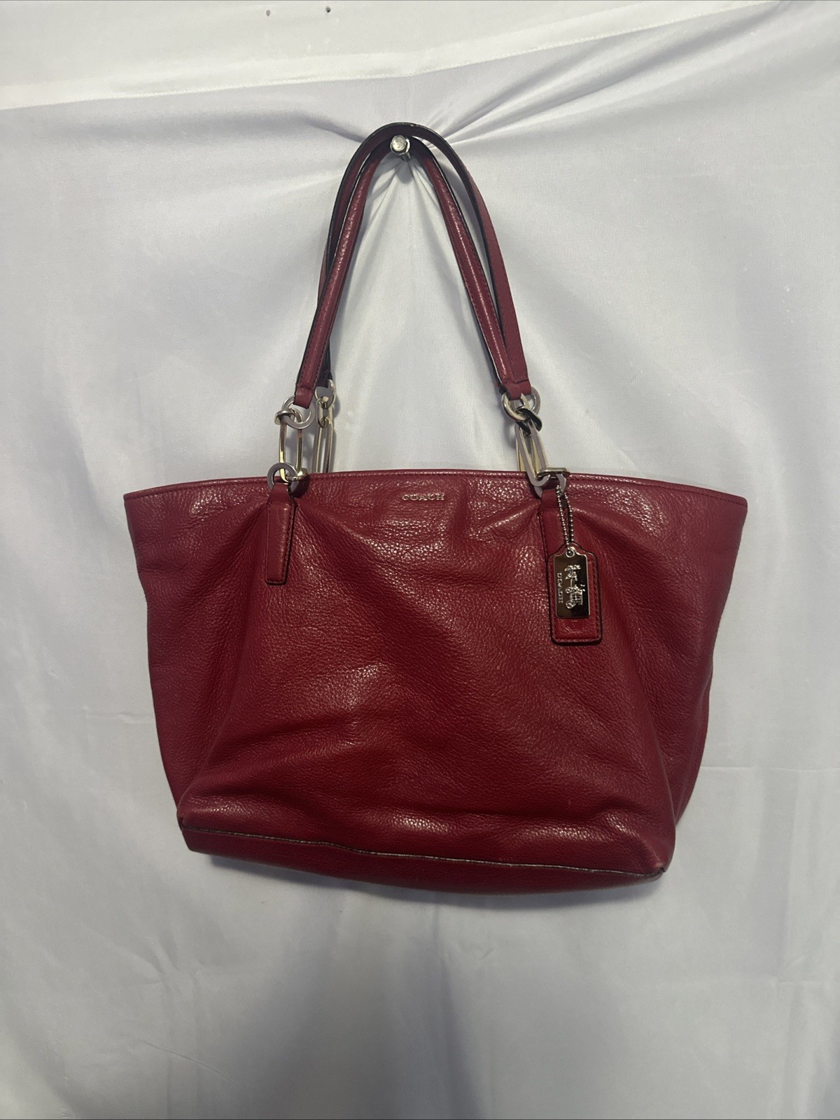 COACH MADISON EAST WEST LEATHER TOTE LI SCARLET  Large Gold Hardware Red