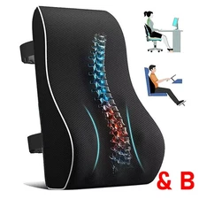Memory Foam Seat Cushion Lumbar Support Ergonomic Back Support for Office Car