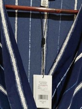 NWT H by Halston Navy/White Striped Crossover Peplum Top. Size S & M.