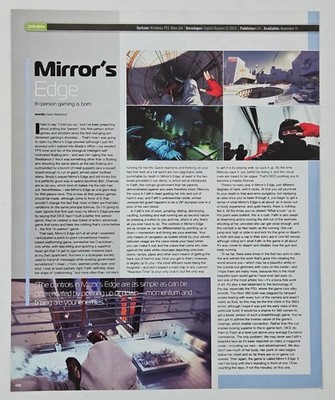 Mirror's Edge PS3 Xbox 360 PC Game Preview Magazine Article Print 2008