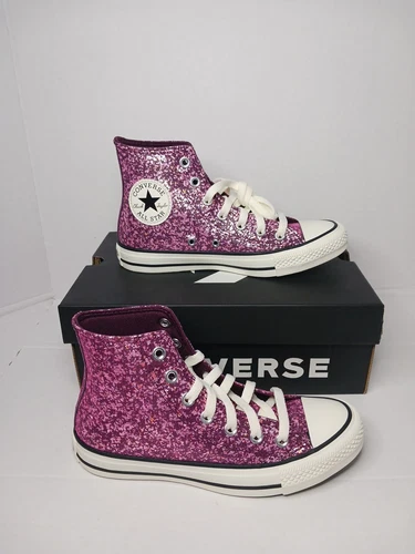 Converse Chuck Taylor All Star Hi Top Glitter Orchid Abyss Donna Taglia 7 Nuove con scatola