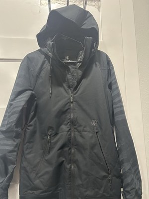 Volcom Mens Zip Tech Insulation Snowboarding Jacket 10000 MM Black Sz M