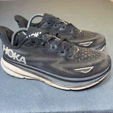 Hoka Clifton 9 Running Shoes Mens 9.5 Black White 1127895 BWH Road Trainers