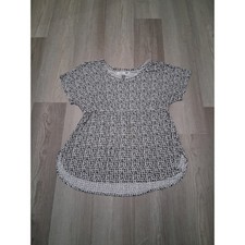 Old Navy Maternity Top Large Black White Geometric Dash Empire Waist High Low
