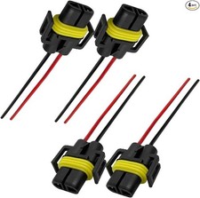 4 PCS Wiring Harness Headlight Socket, H11 H9 H8 Female Adapter Wiring Harness P
