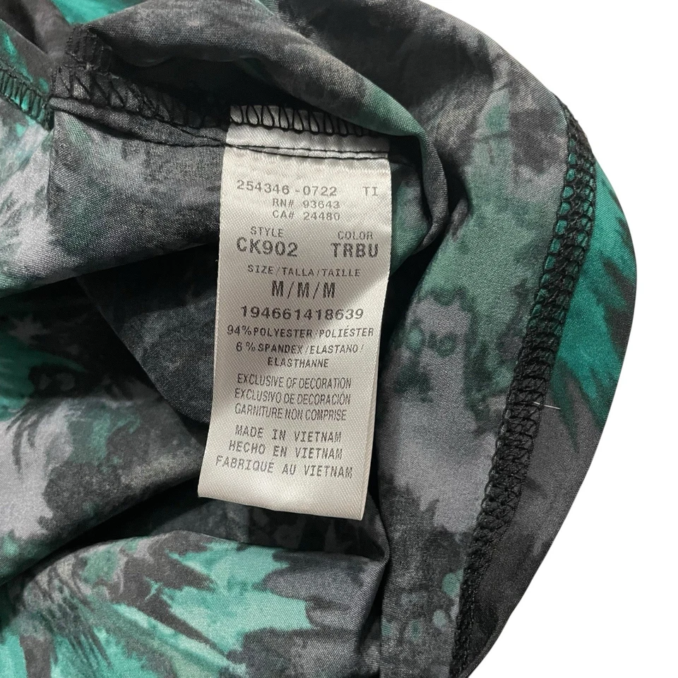 Cherokee Infinity Mens Scrub Top Size Medium Green Black Texture Burst 1 Pocket - Image 4 of 4