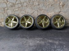 22 X9 And 22x10 Staggered Lexani R4 Gold Wheels And Tires 5x4.5