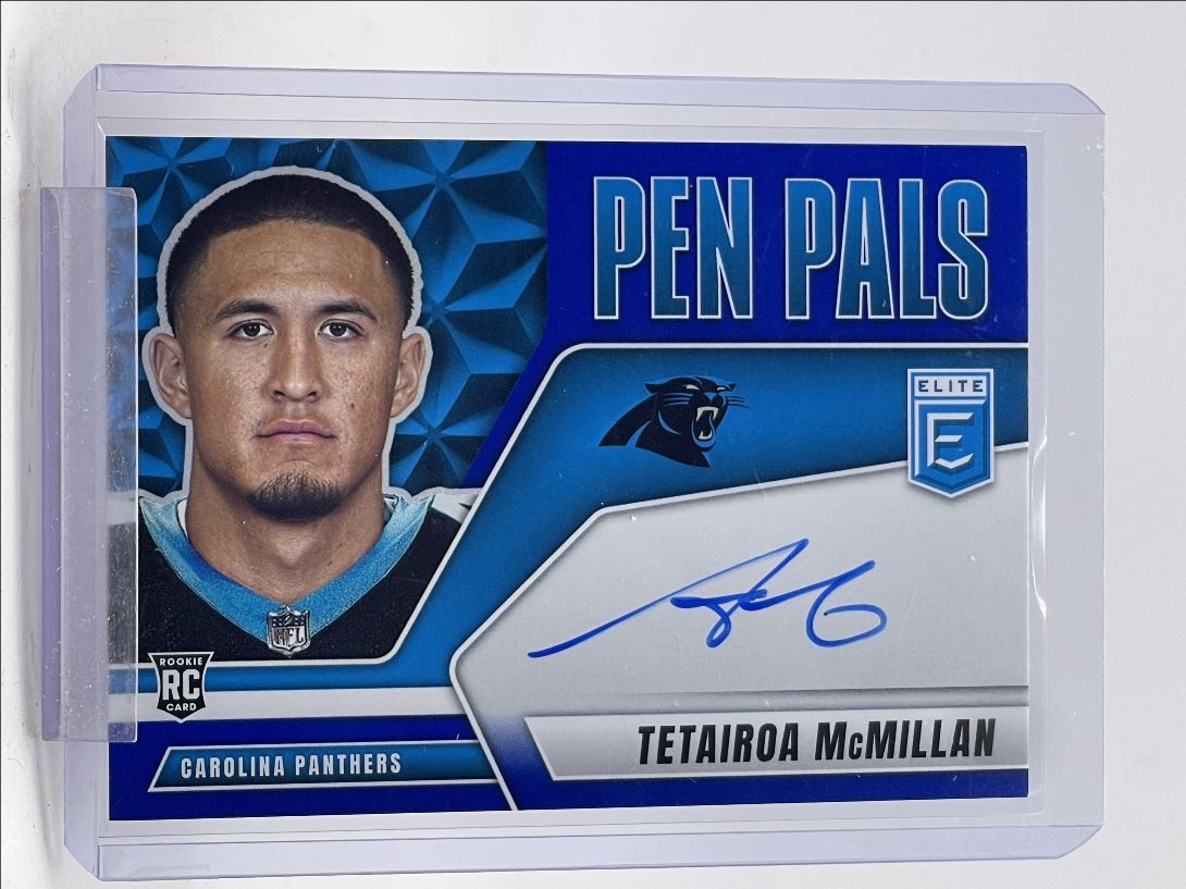 TETAIROA MCMILLAN 2025 DONRUSS ELITE PEN PALS ROOKIE BLUE RC AUTO Q5466