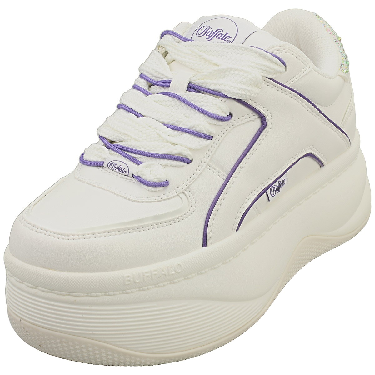 Buffalo Orcus Luxe Vegan Womens Platform Boots in White Purple - 9