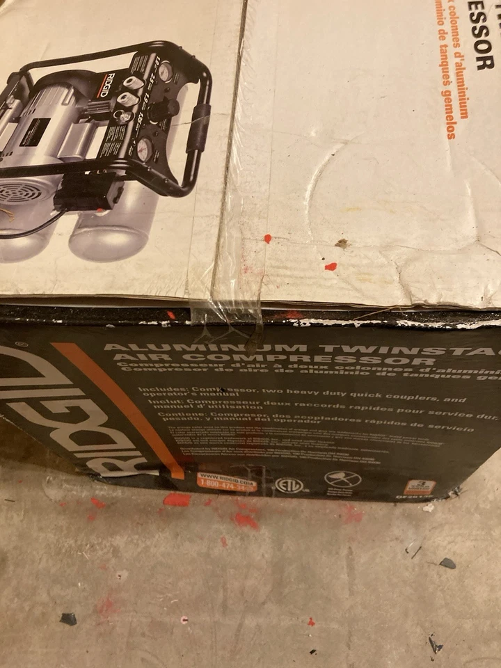 Ridgid 2,5 галлона PSI 135 алюминиевый воздушный компрессор Twinstack OF25135 новая открытая коробка - Изображение 4 из 4