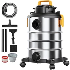 Uimoso Wet Dry Shop Vac Vacuum 8 Gallon 6 Peak HP Cleaner Hose Stainless Steel