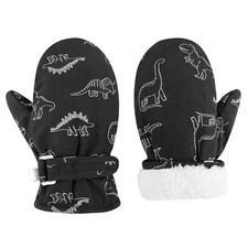Toddler Mittens Lined Fleece Snow Gloves for Boys Girls Kids 2-4 Years Black
