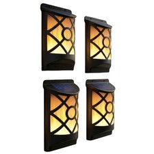 Flame Effect Solar Wall Light Outdoor Garden Patio Waterproof Fence LED Lamp