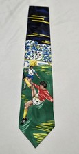 American Sports Vtg Mens Neck Tie Soccer Theme Futball Office Made In USA Read!
