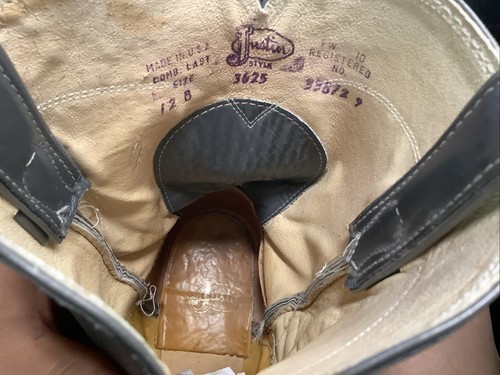 HERREN JUSTIN WESTERN ROPER GRAU STIEFEL GRÖSSE 12 B - Bild 7 von 9