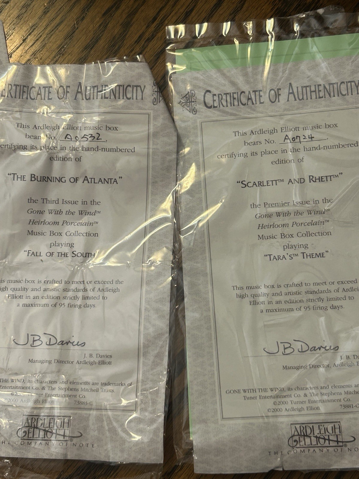 SIX (6) Ardleigh Elliott Gone With THe Wind Porcelain Music Boxes!