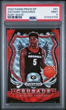 ANTHONY EDWARDS 2020 PANINI PRIZM DRAFT PICKS RC #81 RUBY WAVE PSA 9