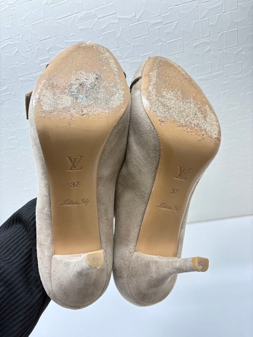 LOUIS VUITTON Pumps Heel Suede Beige EU37/US7 120393c thumbnail 17