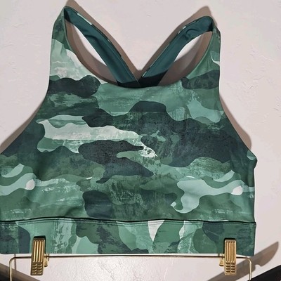 FABLETICS Womens Sz M/L No-Bounce High Impact Sports Bra Small Glitch CamoGreen