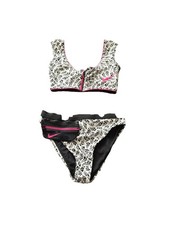 Nike Swim Wild Animal Print Zip Crop Bikini Set Women  s S NESSC267-100 NWT