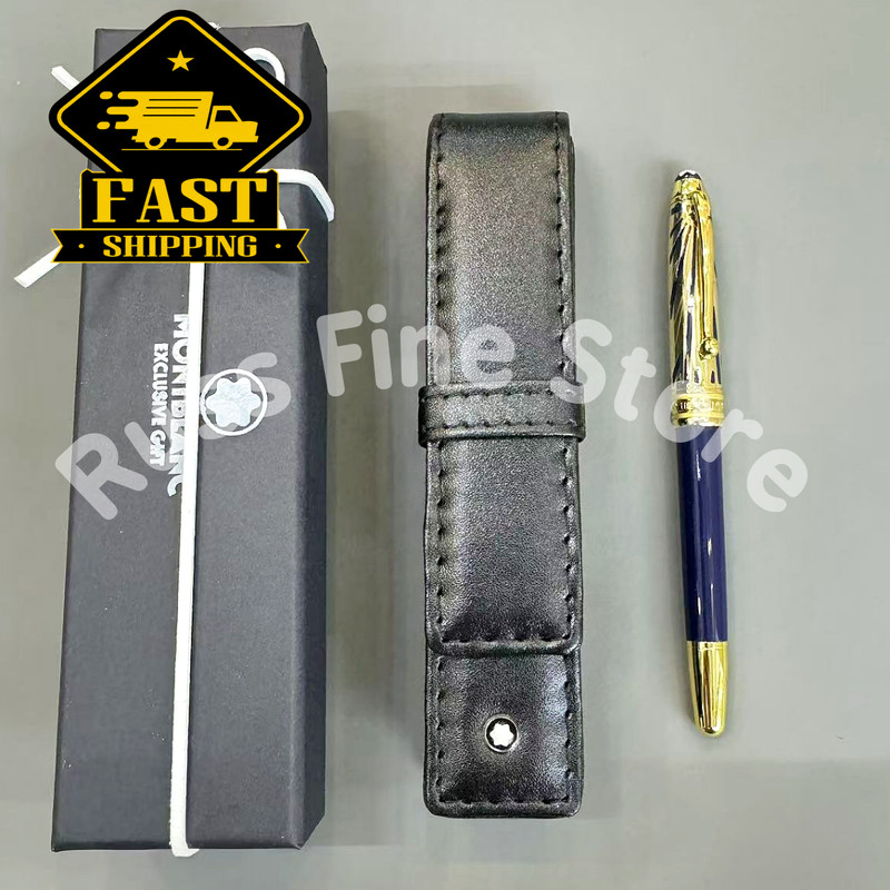 Bid MB Meisterstück Classique Dark-Blue Fountain Pen w/MONTBLANC Leather Pouch
