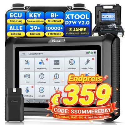 2026 XTOOL D7W OBD2 Diagnosegerät ECU Codierung Aktiver Test 39+ Dienste IMMO DE