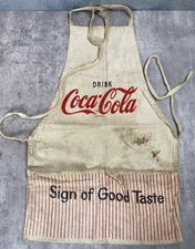 Vintage 1957 Coca Cola Vendor Apron Sign Of Good Taste Pinstripe Pockets RARE