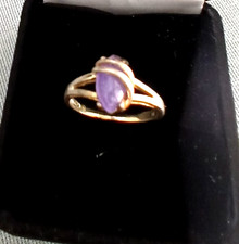 Vintage Avon Oval Amethyst Gemstone Bezel Sterling .925 Cocktail Ring Size 6