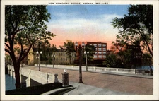 New Memorial Bridge Neenah Wisconsin vintage postcard m176